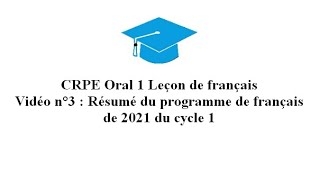Leçon de français 3.  Programme de français cycle 1