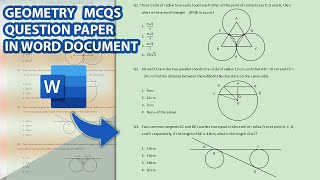 How to Create MCQS Question paper for Geometry in Ms word