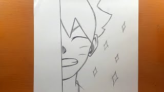 Esboço de anime fácil com lápis de carvão | como desenhar boruto metade do  rosto fácil passo a passo - YouTube