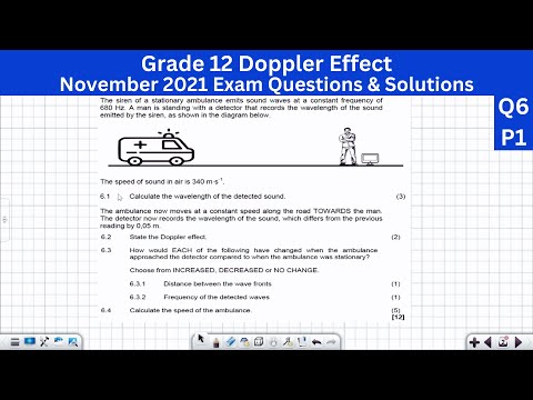 Doppler Effect Grade 12 Physical Sciences November 2021 Past Paper Memo - Q6 P1 [DBE]
