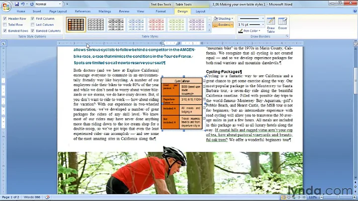 Word Tutorial - How to make custom table styles