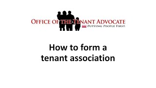 DC Office of the Tenant Advocate: How to Form A Tenant Association