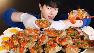 SUB)Full of crab roe! Chubby Soy Sauce Crab Mukbang asmr (ft. Soy Sauce Shrimp, Fried Egg)