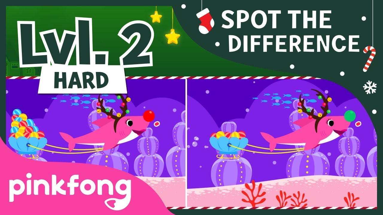 Spot the Difference: Christmas Sharks | Christmas Game | Pinkfong Songs for Children