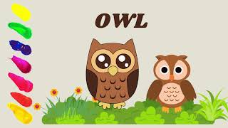 owls watercolor painting for kids | drawing tutorial | @littlelolo19