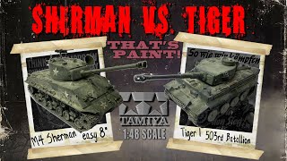 1:48 Scale Sherman and Tiger Tanks from Tamiya with Custom Diorama!