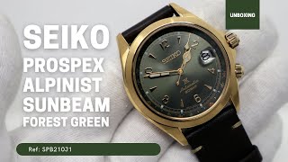 Unboxing 2021 Seiko Prospex Alpinist Sunbeam Forest Green Gold-Tone  SPB210J1 - YouTube