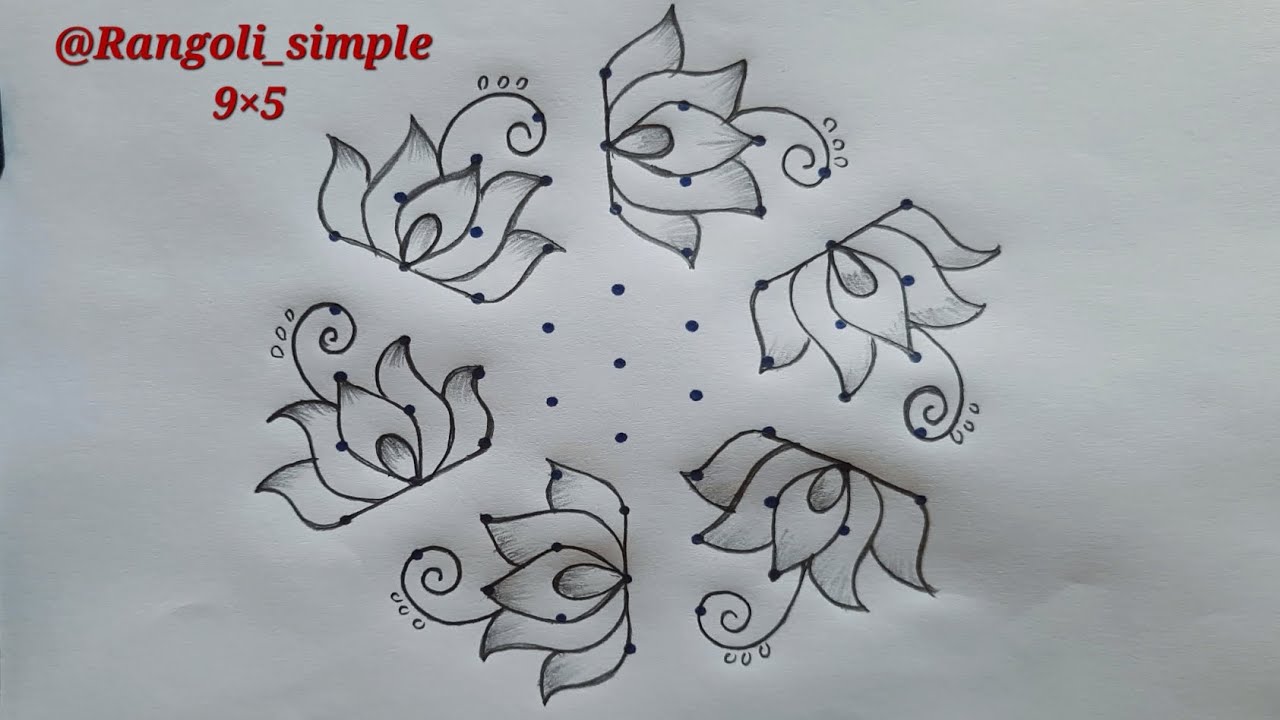 Thai Madham Simple Rangoli | 9×5 Dots Kolam 🌸 Simple Lotus Flower Kolam🌺 Daily kolam🌺Pandaga Muggulu