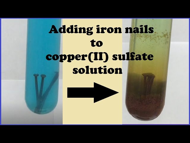 Why does the colour of copper sulphate solution change when an iron nail is  dipped in it ? | By The Enlightened Room | Facebook