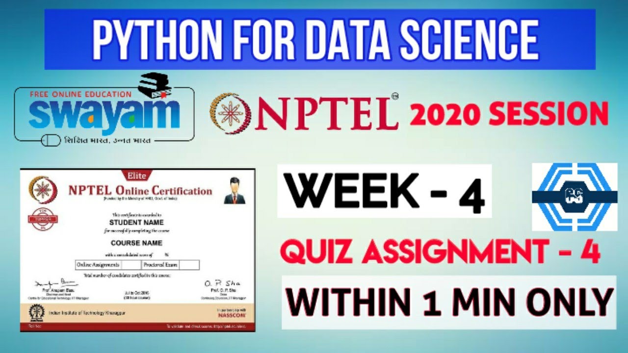 Python For Data Science - NPTEL || WEEK 4 QUIZ ASSIGNMENT SOLUTION ...