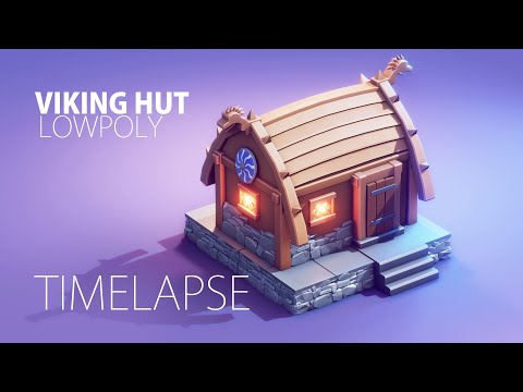 TIMELAPSE - Lowpoly VIKING Hut | Blender Speed Modeling