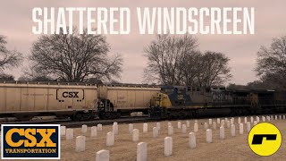 CSX Freight Train I12908 After Hitting Object at Ridgetop Tunnel and Smashing Windscreen