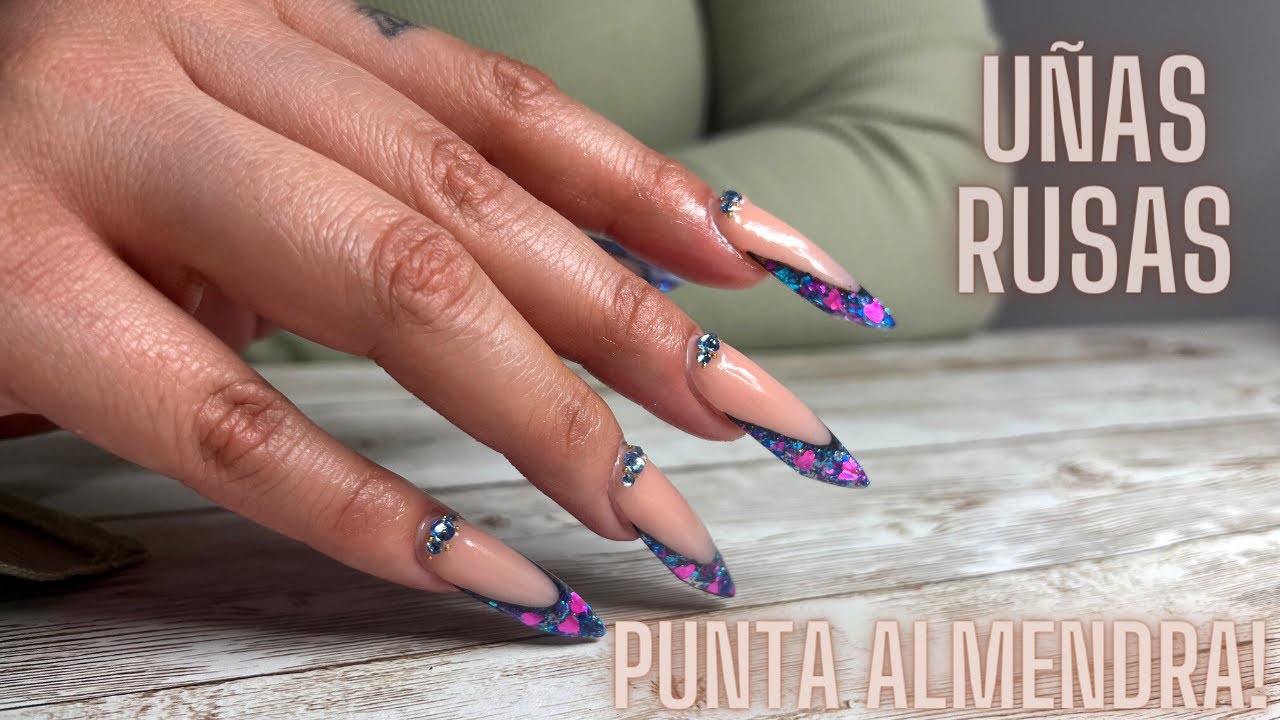 Uñas Rusas Punta Almendra/ Uñas Acrílicas con French/ Uñas Punta Almendra/  Russian Almond Nails - thptnganamst.edu.vn