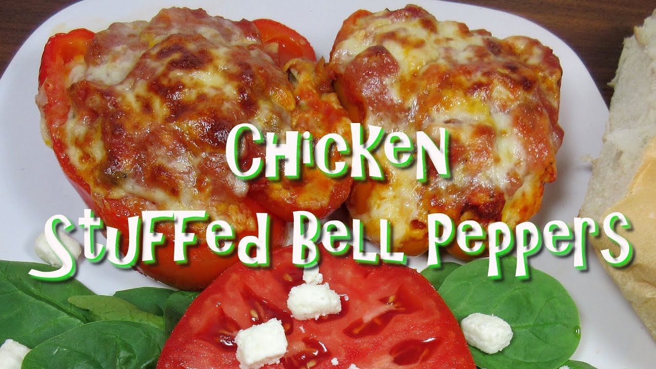 Chicken Stuffed Bell Peppers Recipe ~ Using Leftover Chicken - YouTube