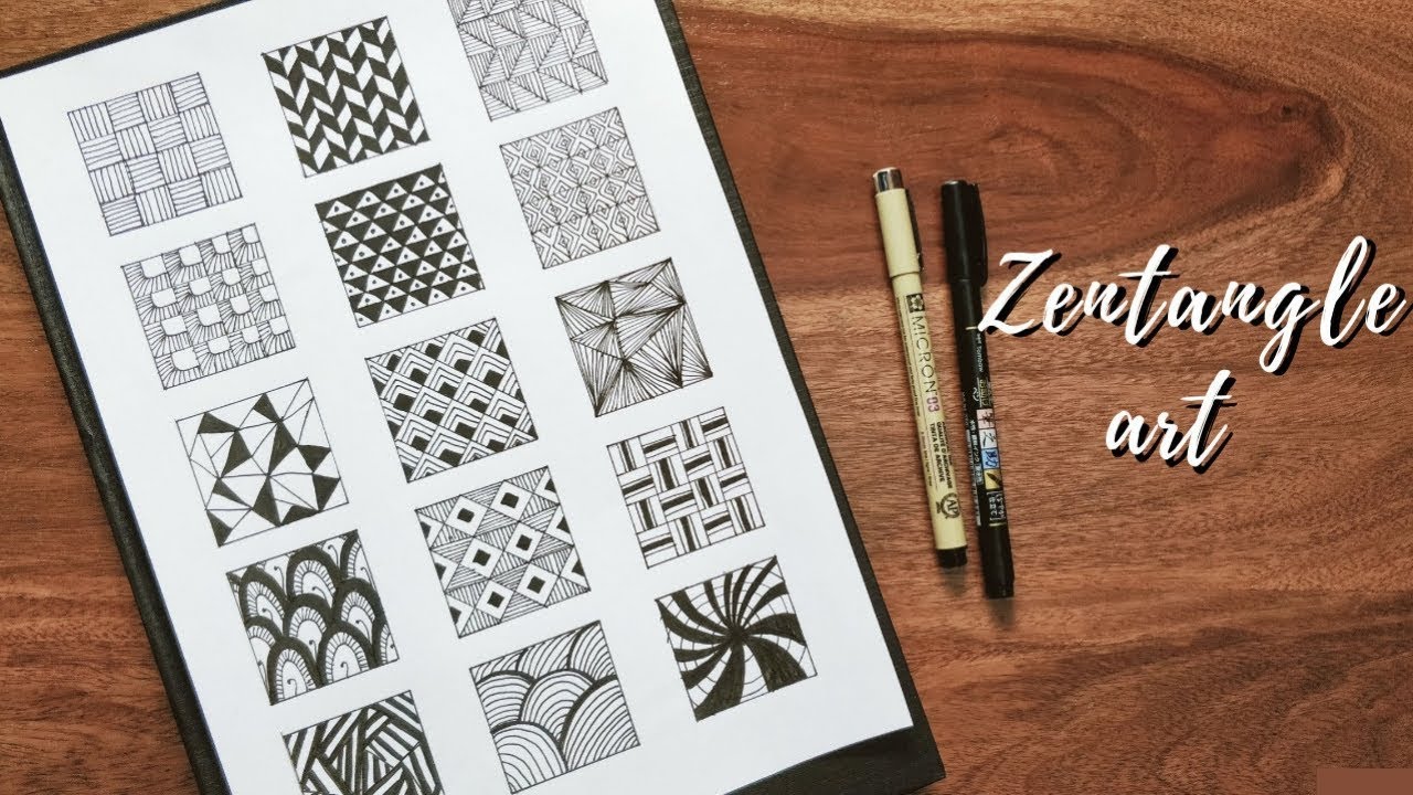 Zentangle art | 15 Zentangle Patterns - YouTube