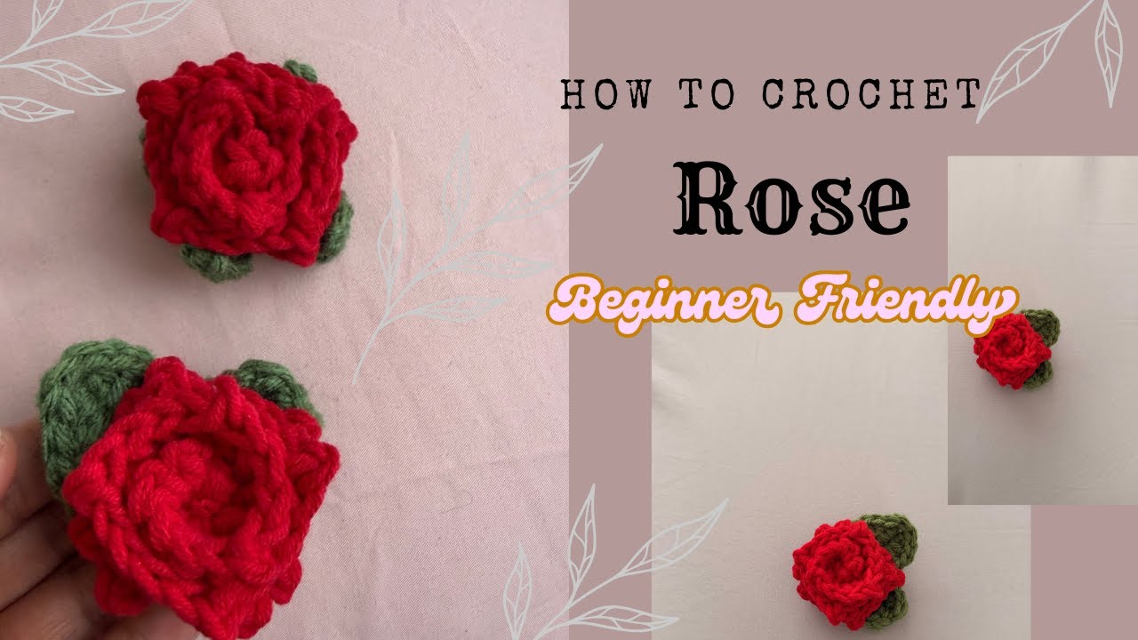How to Crochet a Mini Rose with Leaves | Step by Step Tutorial | 