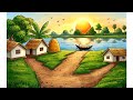 How to Draw a Riverside Village Scenery | Step-by-Step Drawing Tutorial