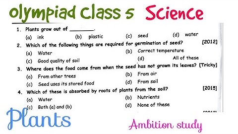 827. Science Olympiad class 5 plants chapter. Olympiad Science Class Five Plants Questions Answers