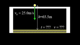 Free fall starting downward: pebble launched downward from a bridge, flight time and impact speed.
