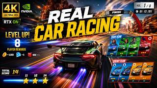 REAL CAR RACING 4K 🔥 RTX ON | KING CAR RACING | EPIC VICTORY & LEVEL UP 8! screenshot 1