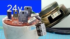 How to make simple 24v audio amplifier using transistor  use 24v battery car 