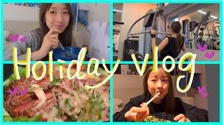 【休日vlog】ジム行って🏋️‍♂️美味しい肉を食べる🍖動画を(自分で編集)した🌈