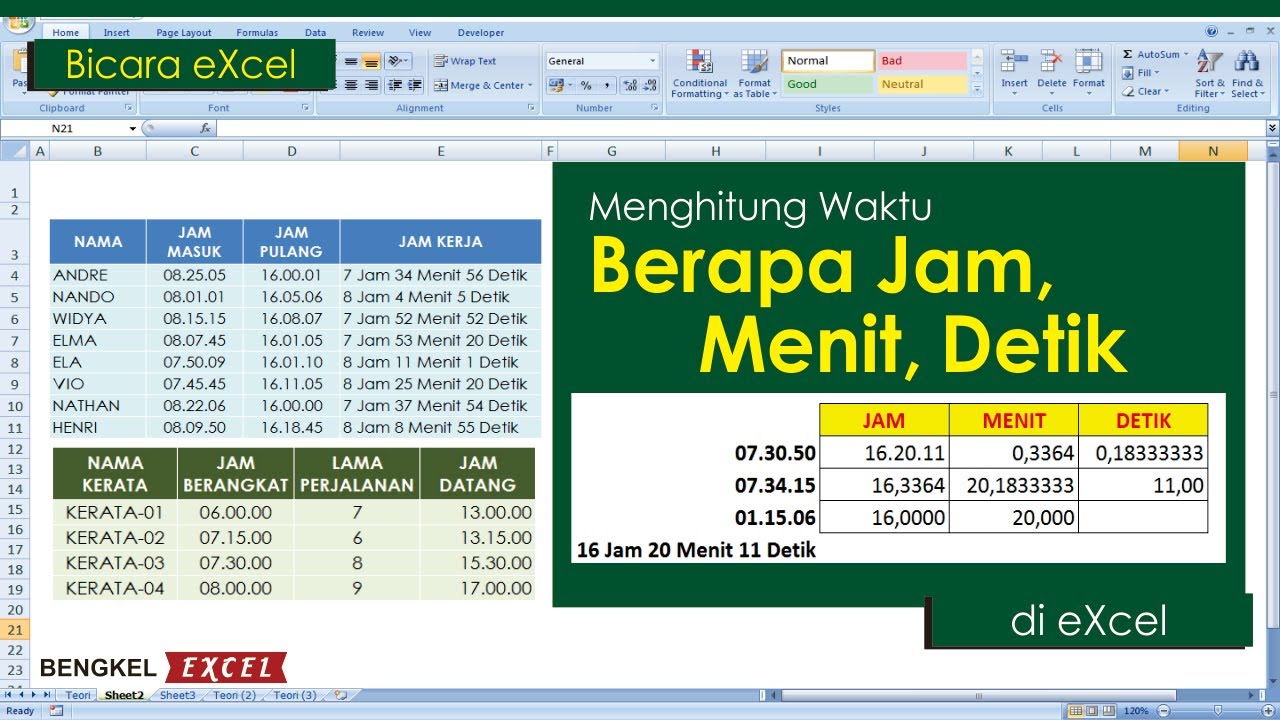 Cara Menghitung Jam Kerja di eXcel