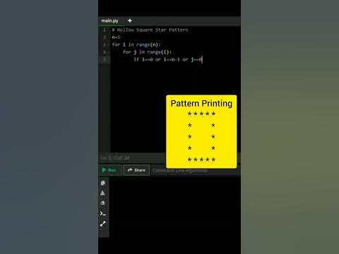 Hollow square star pattern | pattern Printing in python #viralshort ...