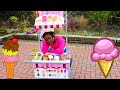 TOYS AndFun Sisters PRETEND PLAY WITH FOOD CART Selling ICE CREAM