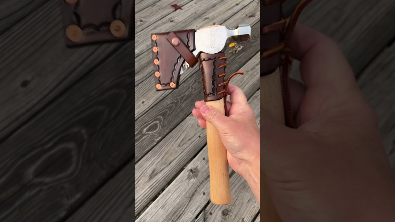 Our Very Best , OVB Hatchet with custom leather sheath 