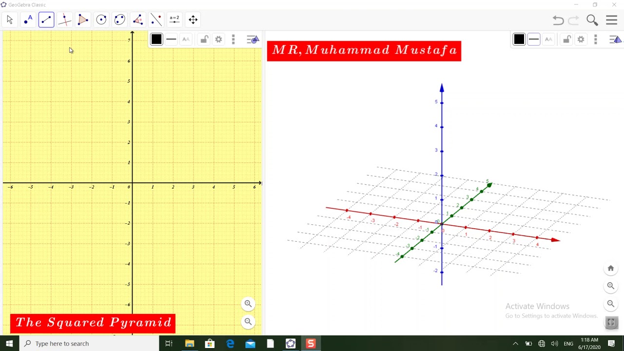Square pyramid..الهرم الرباعي القائم..GeoGebra