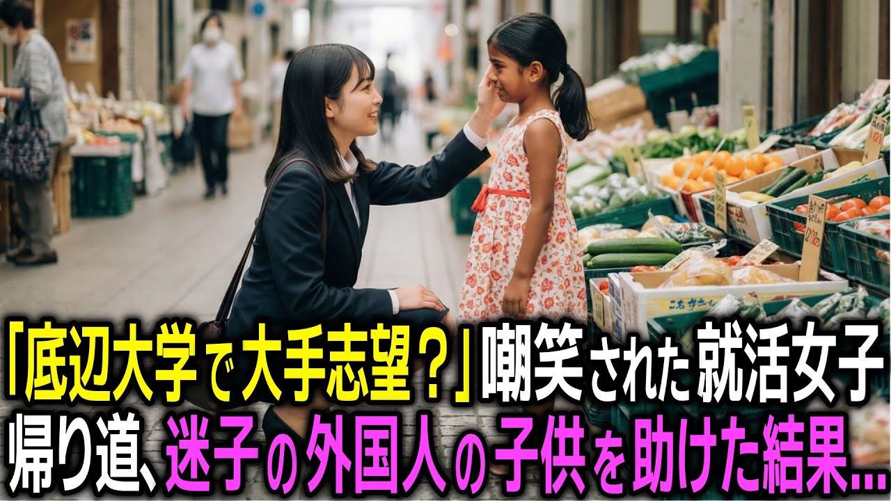 「底辺大学で大手志望？」と面接官に嘲笑された就活女子。その帰り道、道に迷う外国人の子供を助けたら、後日一通のメールが届いて…