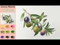 Olive - Fruit Landscape Watercolor (wet-in-wet. Fabriano) NAMIL ART