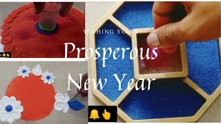 4 Easy and Quick Rose flower Rangoli | Rangoli designs for beginners | #FlowerRangoli #Newyear2020