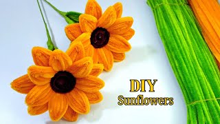 How to Make DIY Pipe Cleaner Sunflowers | Bright Yellow Sunflower Tutorial 🌻