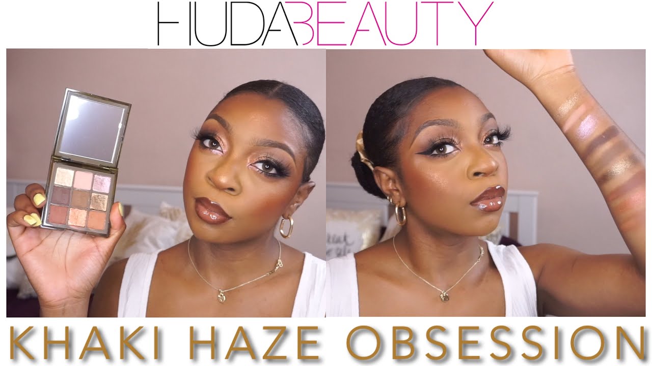 NEW HUDA BEAUTY KHAKI HAZE OBSESSION EYESHADOW PALETTE SWATCHES & DEMO