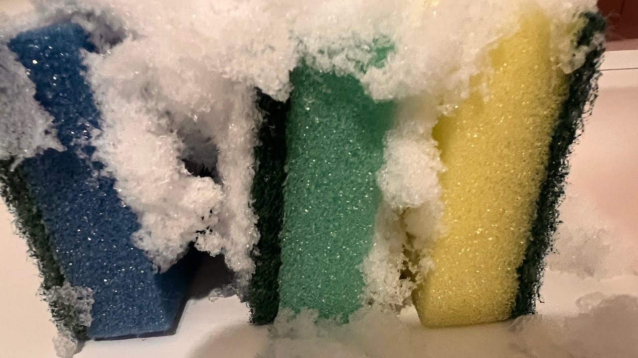 ASMR | Snow Covered Kitchen Sponges Rip ❄️ (LOTS OF CRUNCHY SNOW PLAY!) 