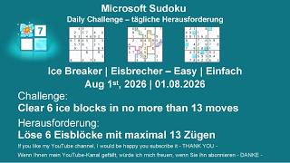 Sudoku Daily Challenges | Ice Breaker – Easy | Aug 1st, 2026
