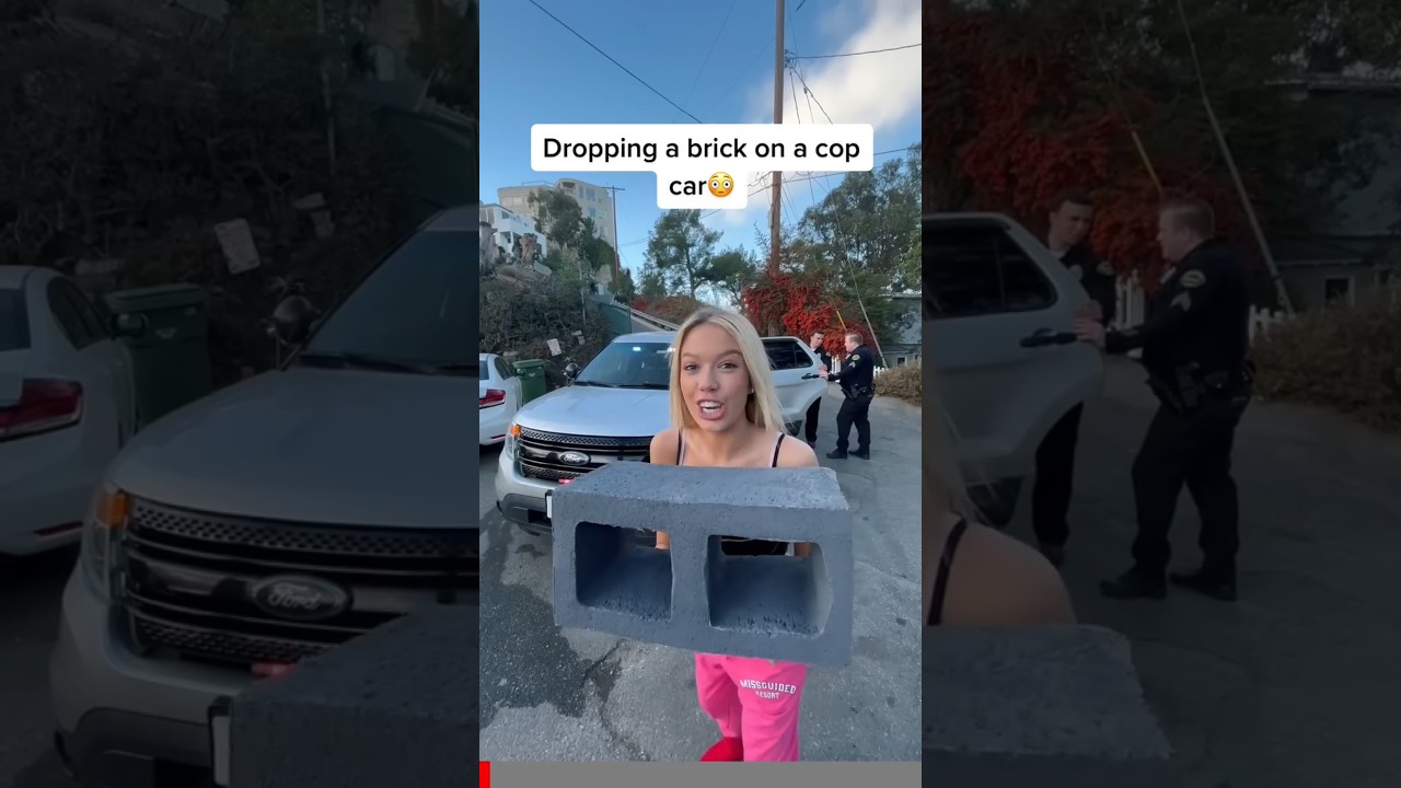 Dropping A Brick On A Cop Car (PRANK) 