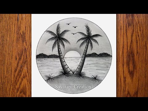 Sunset Drawing with Pencil, Pencil Drawing for Beginners, Scenery Drawing  Easy, Art Tutorial, by Creativecanvasbyparna