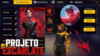 TUDO DO NOVO EVENTO PROJETO ESCARLATE, ITENS GRÁTIS, SKIN EVOLUTIVA, PUNHO E MAIS! FREE FIRE