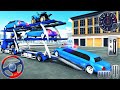 US Police Limousine Transporter Truck - Helicopter Multi Level Car Driver - Android GamePlay