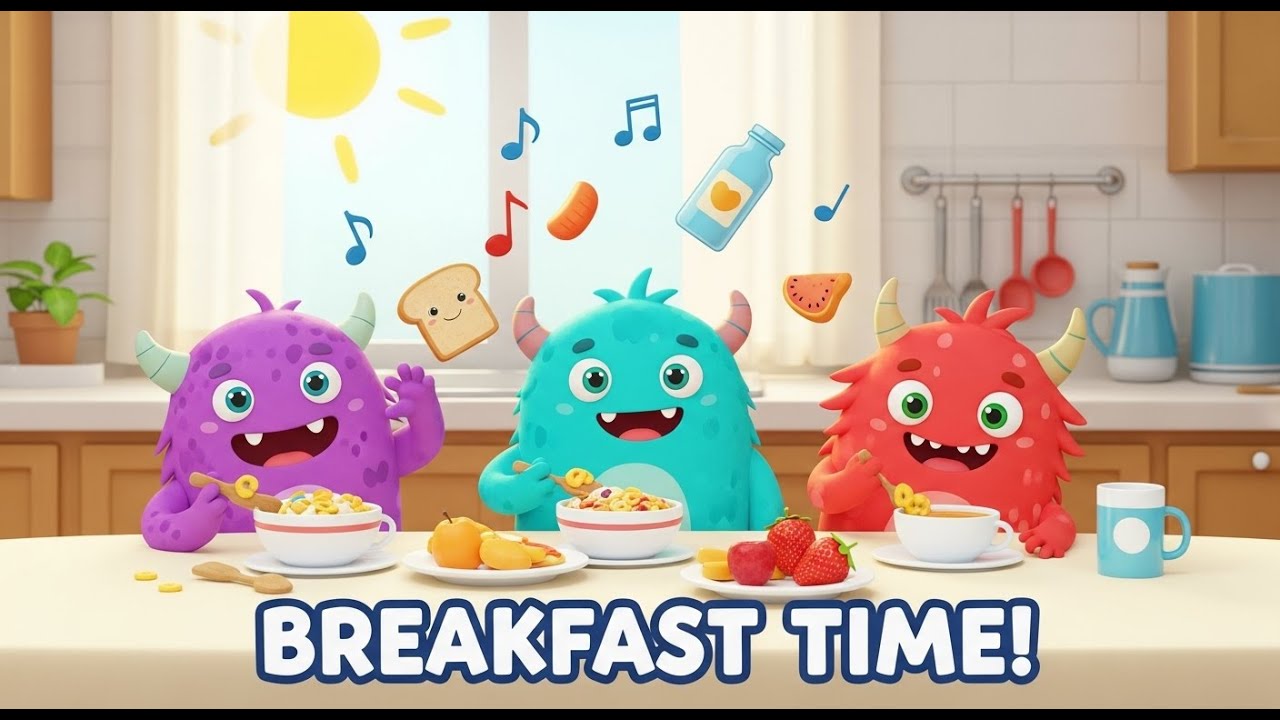 Hungry Monsters Breakfast Time | Fun Breakfast Routine Song by DodoVerse for Kids