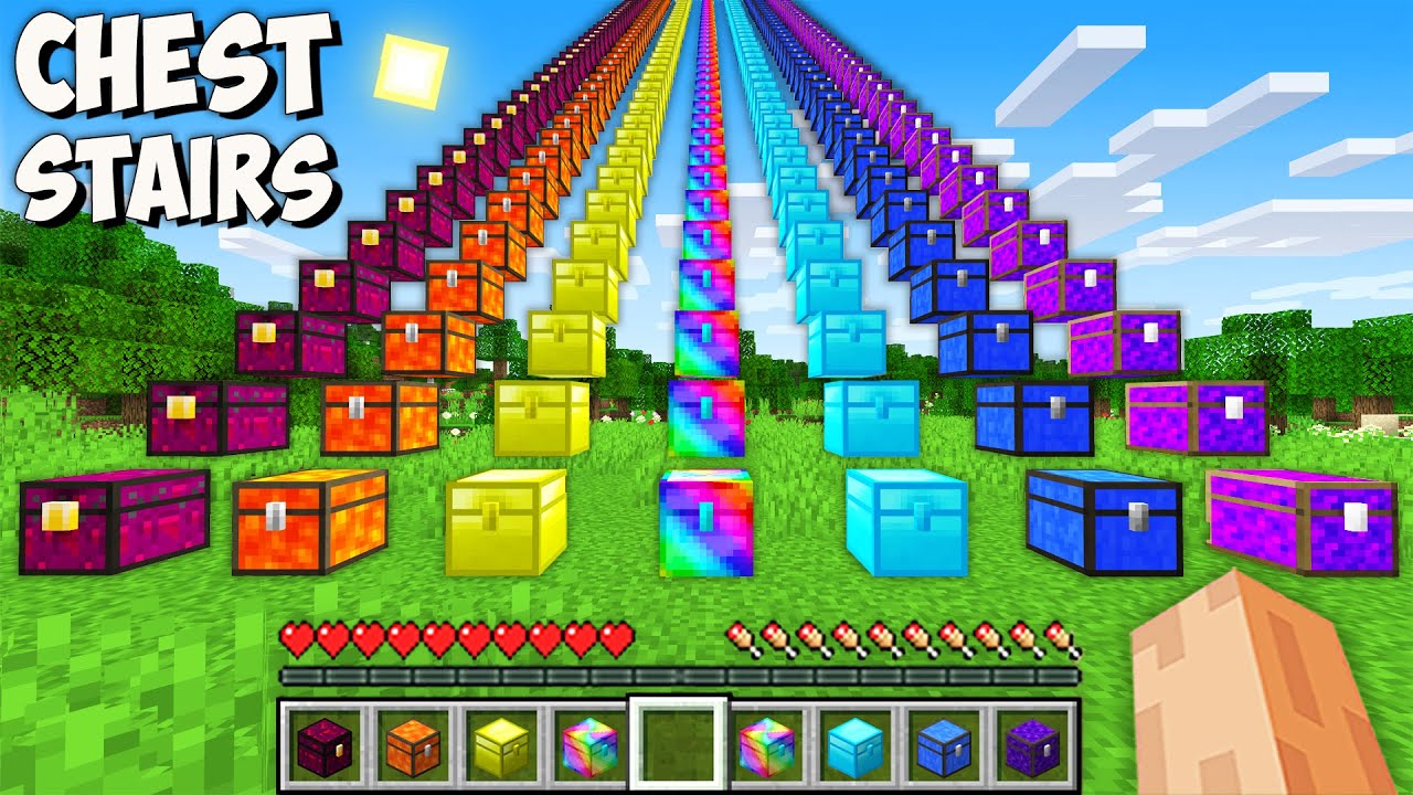 Where DOES THE LONGEST CHEST STAIRS LEAD in Minecraft? LAVA vs WATER vs
