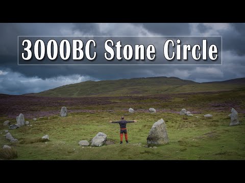 3000BC Prehistoric stone circles, Cefn Coch, Penmaenmawr and Circle 275, wild moody sky.