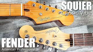 Squier Classic Vibe vs American Professional Stratocaster! - مقارنة نغمة الجيتار!