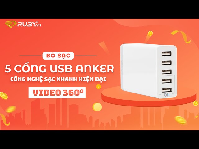 Bộ sạc 5 cổng USB Anker | Hỗ trợ 5 cổng sạc USB có công suất 25W