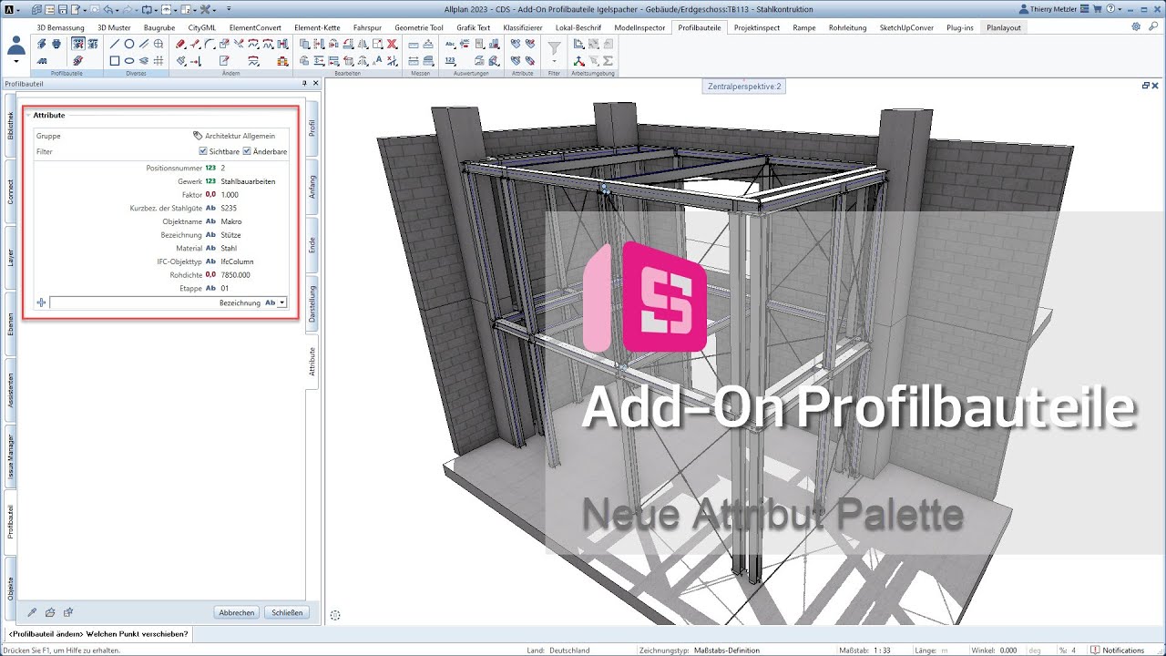 Allplan Add-On Profilbauteile | Neue Attributpalette - YouTube