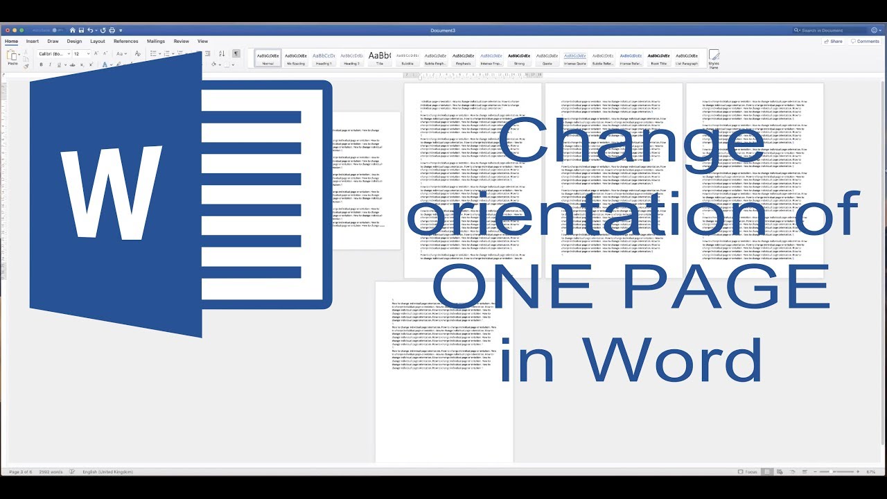 how to change orientation of one page in word 2010