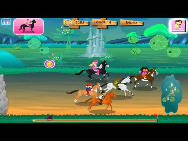 Corrida De Cavalo Com BARBIE E DORA Joguinho  Horse Racing With BARBIE AND  DORA little game 